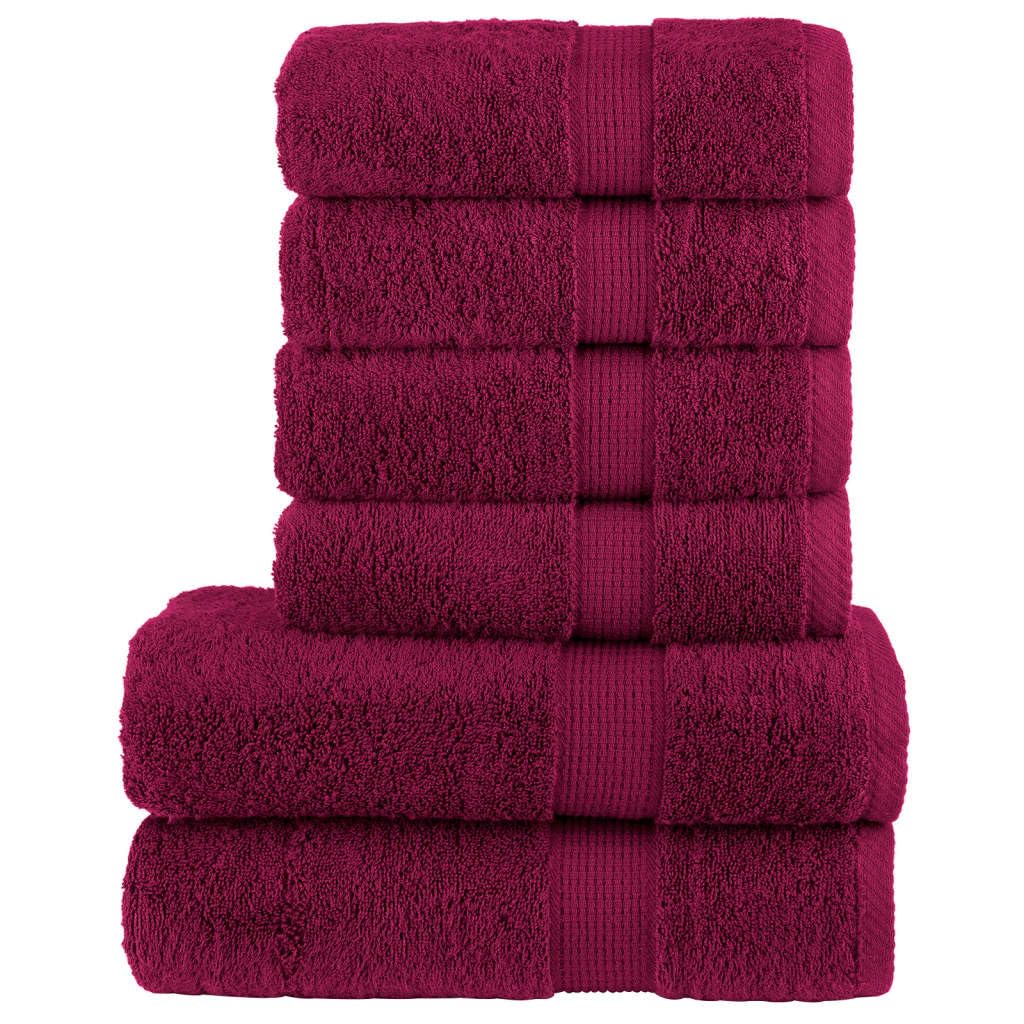6-częściowy zestaw ręczników premium Solund bordowy 600 g/m² ze 100% bawełny, 4 ręczniki do rąk 50 x 100 cm, 2 ręczniki kąpielowe 70 x 140 cm, certyfikat Oeko-Tex, chłonne, miękkie