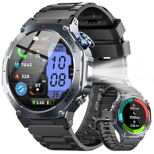 Militaire Montre Connectée Homme GPS, 1.43" AMOLED Smartwatch avec Appel