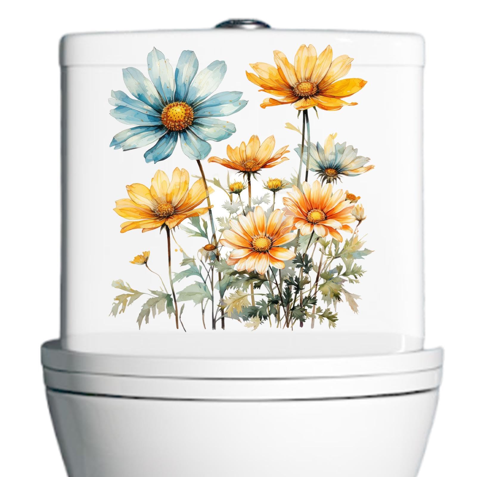 Adhesivos Baño - Pegatinas Tapa Inodoro Little Daisy | PVC, Acuarela, Fácil Quitar Y Poner