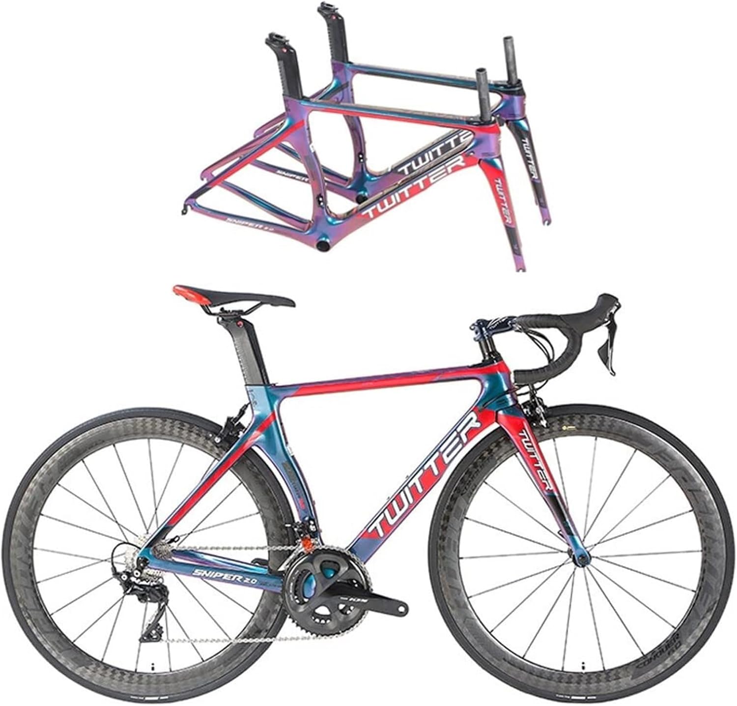 for 700C Wheel Carbon Road Bike Frame with Fork C Brake Racing Frame EPS BB86 Bicycle Frame 46/48/50/52/54cm Quick Release Frame F100/R130mm