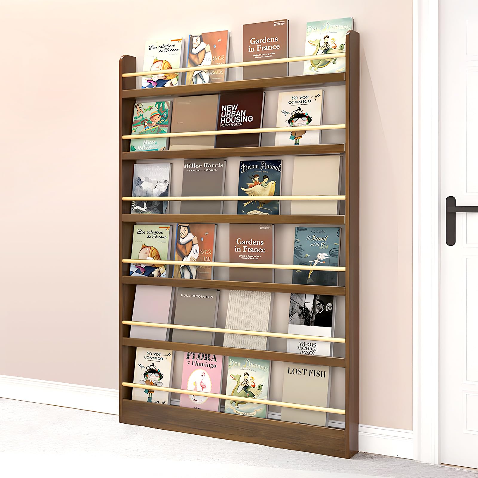 WOOOFA Behind The Door Bookshelf, Behind Door Bookshelf, 6-Tier Book Shelf, Narrow Thin Bookshelf for Kids, Space Saving, Anti-tip, Wall Mounted Book