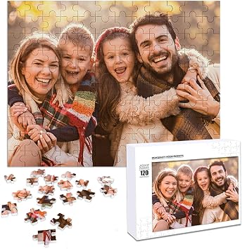 Custom Photo Puzzle 120 Pieces - Personalized Picture Jigsaw from Your Photos, Premium Wooden Puzzle Gift for Family, Adults & Special Occasions