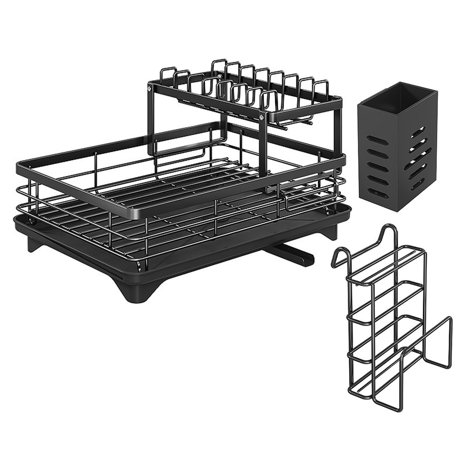 Shurhome Spacious Double Deck Drainer with Rustproof Finish and Firm Basel Drying Rack for Safe of Tableware Rustproof Kitchen Rack