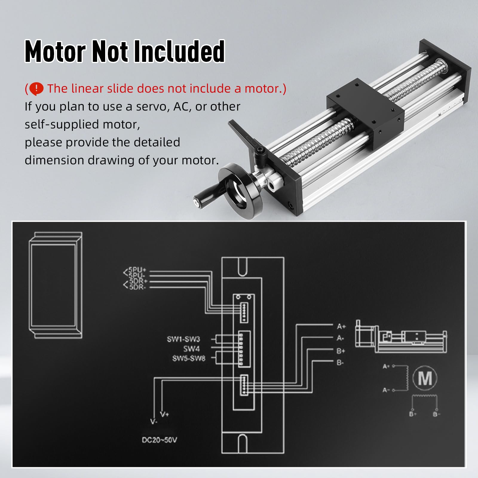 Guida Lineare con Volantino, Guidaggio Lineare Manuale con Blocco, Corsa 200 mm, Vite a Sfere ±0,05 mm, Doppia Barra di Guidaggio per CNC, Tavola Lineare X-Y-Z