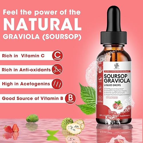 Miniatura 9 de Gota líquida de graviola de guanábana para apoyo celular y regeneración, refuerzo inmunológico, relajación, hígado y sueño, líquido amargo de