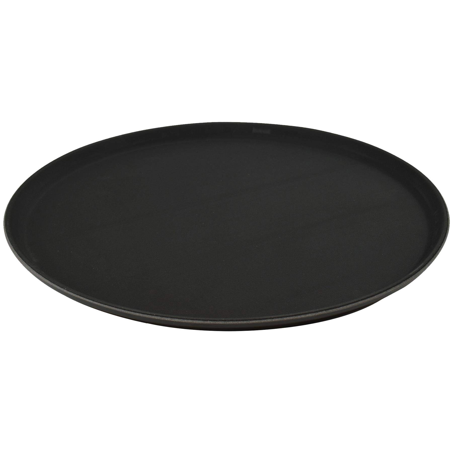 Argon Tableware Black Round Serving Tray 40cm - Reusable Non Slip Rubberized Surface Platter for Food and Drinks - Durable Heat Resistant Stackable Tray for Bars, Restaurants, Cafes and Home Use