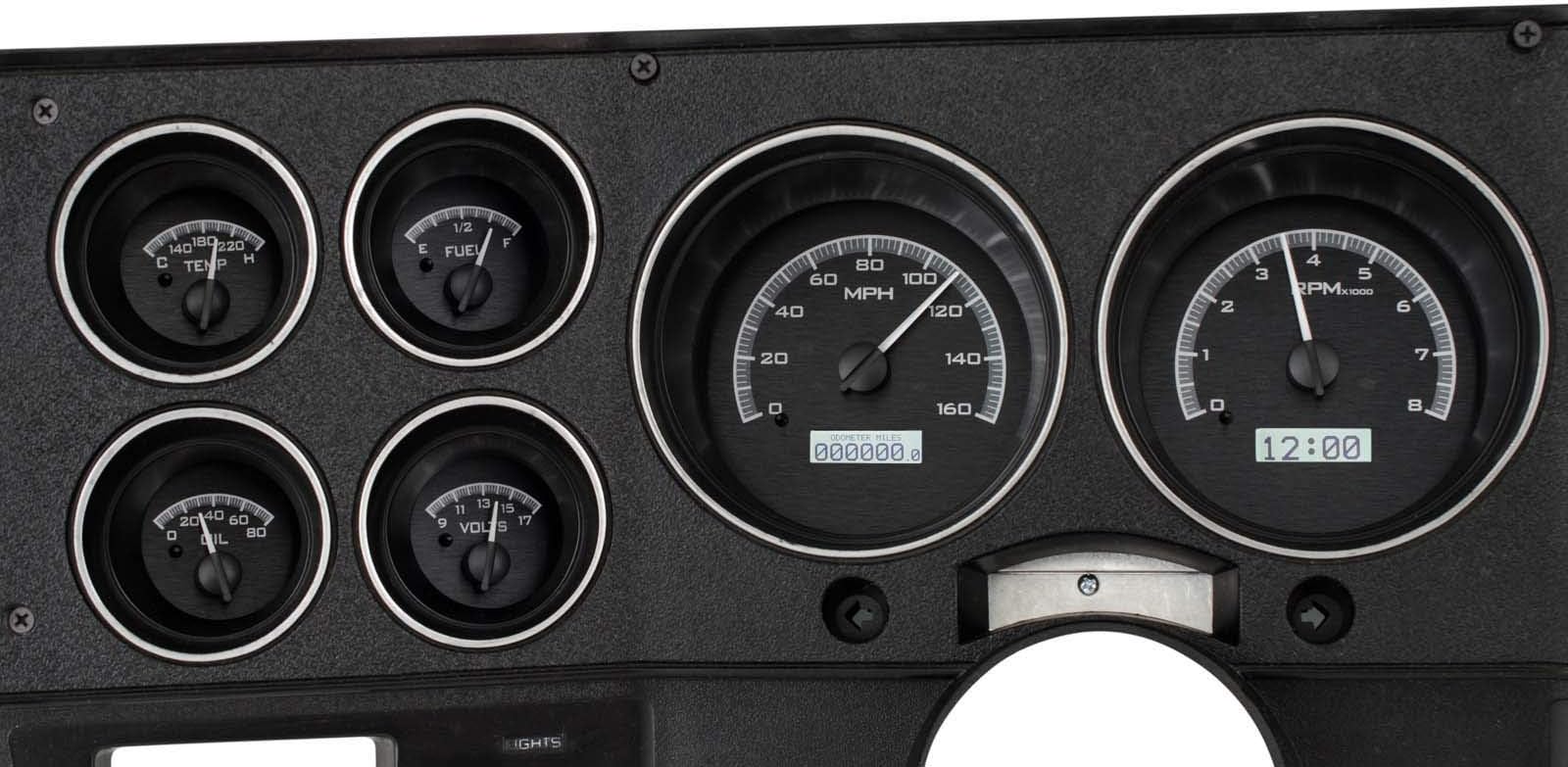 Dakota Digital 73 - 87 Chevy GMC Pickup Truck VHX Analog Dash Gauges Black Alloy White VHX-73C-PU-K-W
