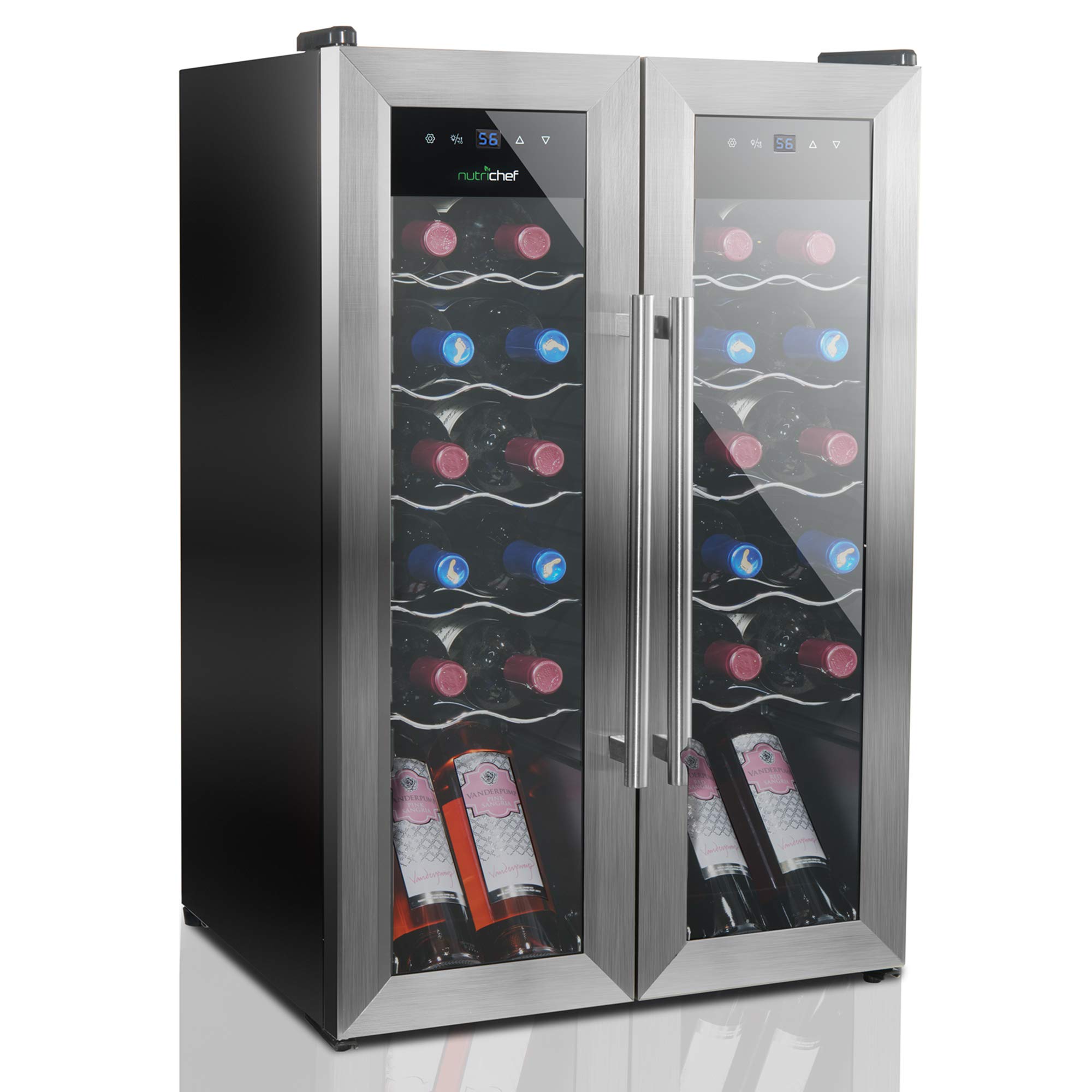 24 Bottle Wine Cooler Refrigerator - White Red Wine Fridge Chiller Countertop Wine Cooler - Freestan