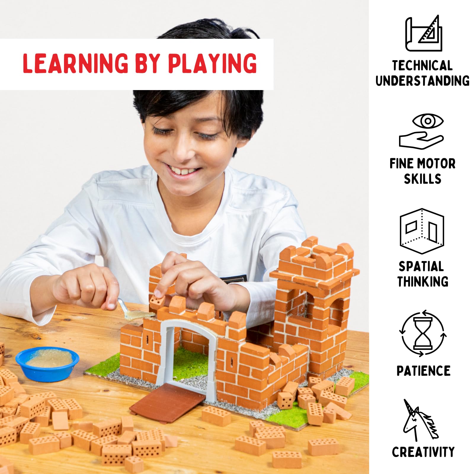 Teifoc 3500 Set Costruzione Mattoni – Castello da Costruire, Kit Creativo per Bambini 6 7 8 Anni, Giocattolo Montessori, Modellismo, Regalo per Ragazzi e Ragazze, 210 Pezzi