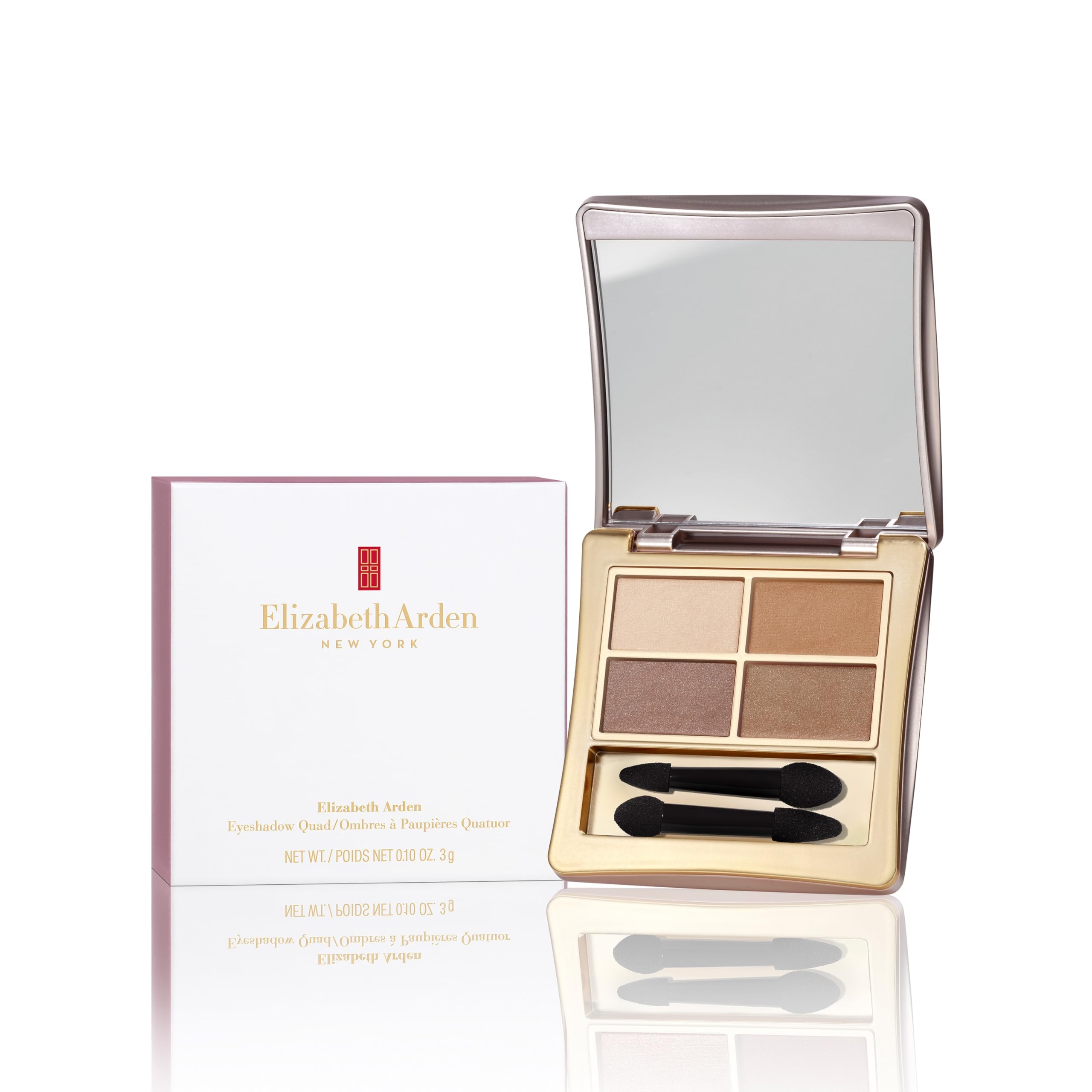 Elizabeth Arden - Eyeshadow Quad in Oh So neutralna, na bazie minerałów, bez talku, wegańskie cienie do powiek dla długotrwałego, odpornego na rozmazywanie, aksamitne wykończenie, 3 g