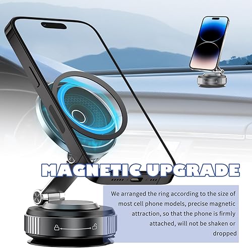 Miniatura 3 de Soportes de teléfono mejorados para tu automóvil, soporte magnético y ajustable de 360 para automóvil con ventosa al vacío y perilla giratoria,