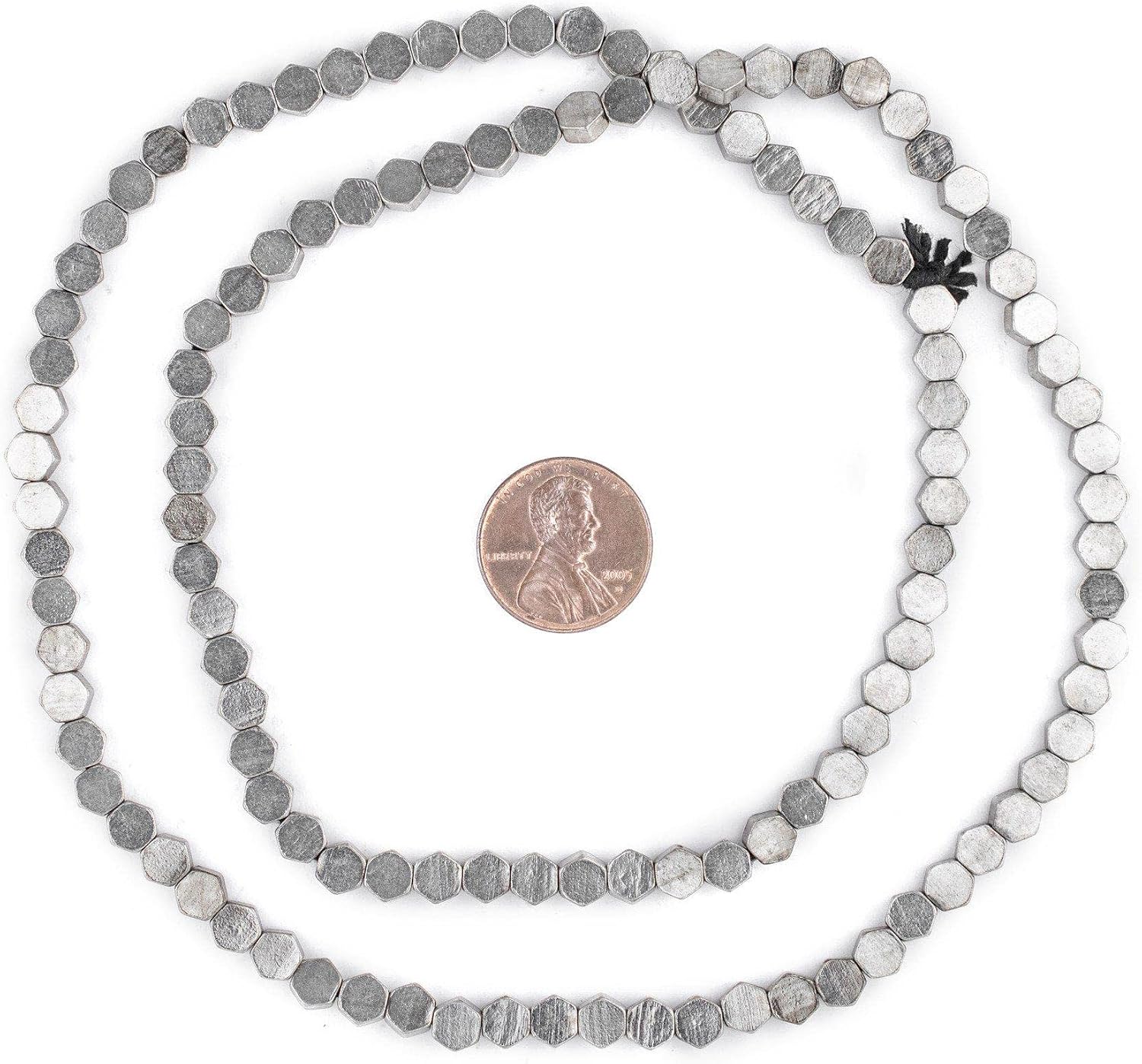 The Bead Chest Silver Hexagonal Beads 6mm, Full Strand of Quality Metal Spacers for DIY Jewelry Design