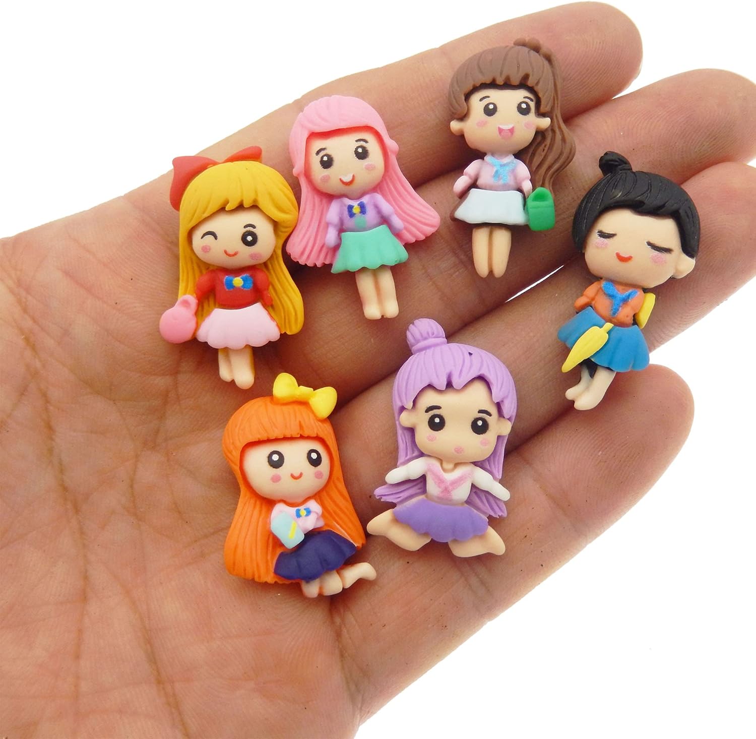40 pcs Mix Lot Cartoon Girls Embellishments Resin Flat Back DIY Scrapbooking Crafting Art Projects Making Ornament Dollhouse Decorations 2-3cm