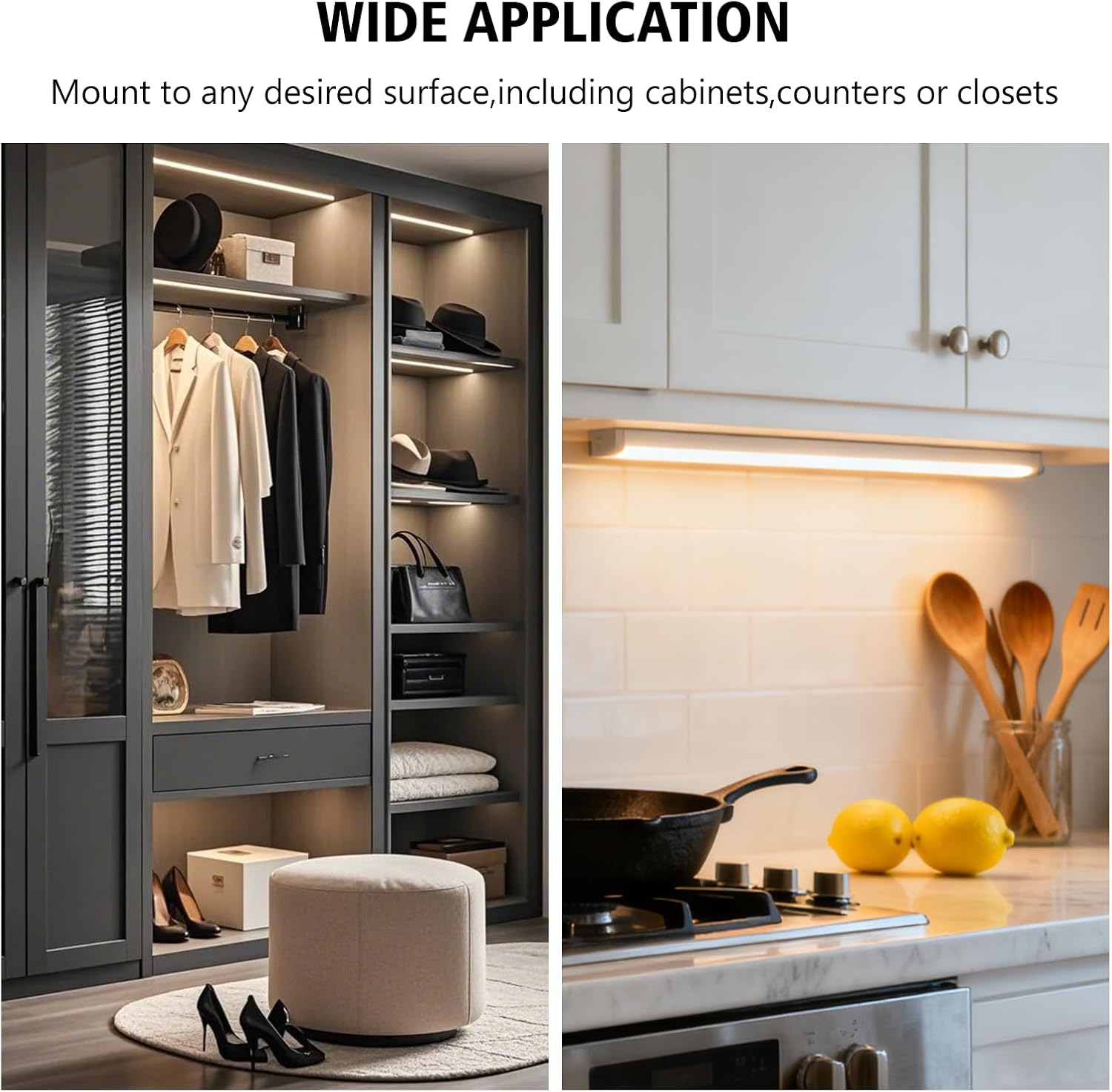 Myco 18 Inch 1 Pack Aluminum LED Under Cabinet Light Bar, ETL Listed Plug-in Linkable Kitchen Lighting, 3 Color Temperature Selectable (3000K/4000K/5000K), Ultra-Slim Under Counter Closet Shelf Light