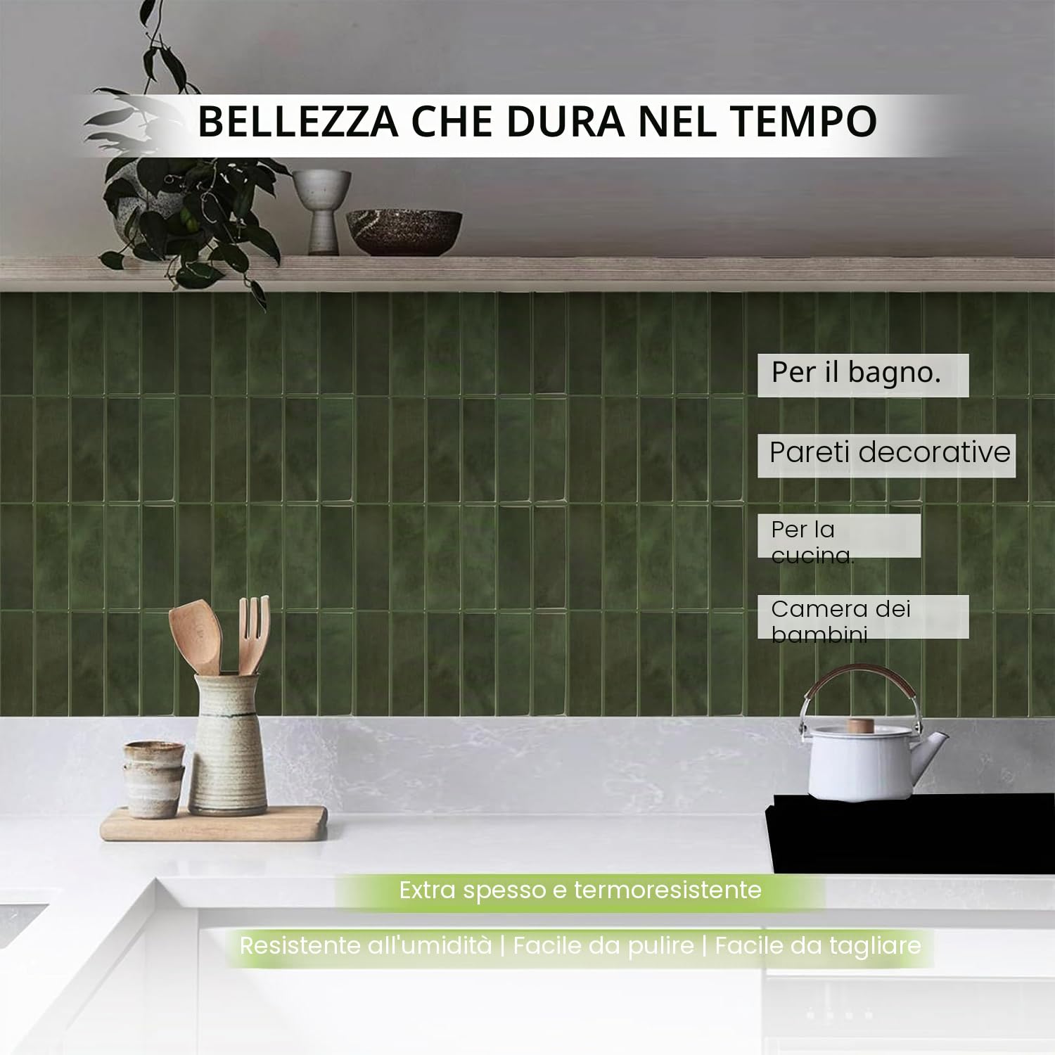 Upgrade - Piastrelle adesive 3D, autoadesive, 2,5 mm, per cucina, cucina, 10 pezzi (30,5 x 30,5 cm)