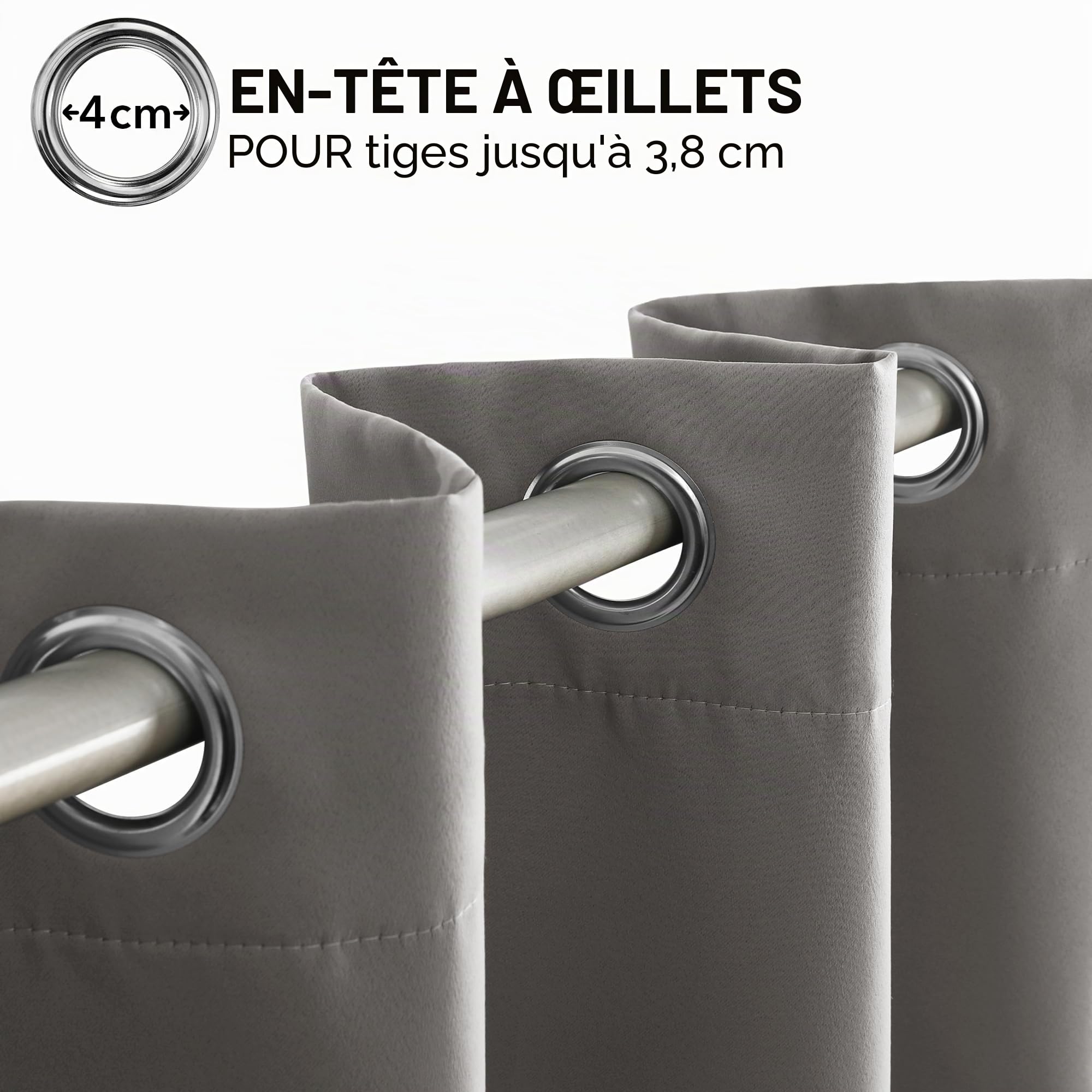 Deconovo Rideaux Occultants Isolant Thermique, 200×245 CM (Largeur X Hauteur), Design Moderne à Oeillets, Rideaux pour Chambre Garçon, Gris Clair, 1Pièces | 200 x 245 cm, gris clair, avec œillets, isolant thermique et froid, réduction de la lumière et mei