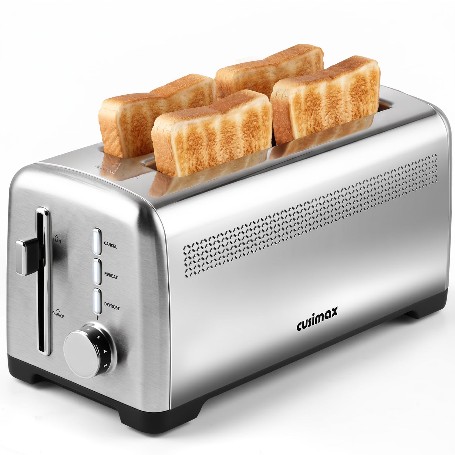 CUSIMAX 4 Slice Toaster with Extra-Long Slots, Quick Glance Function, 1500W