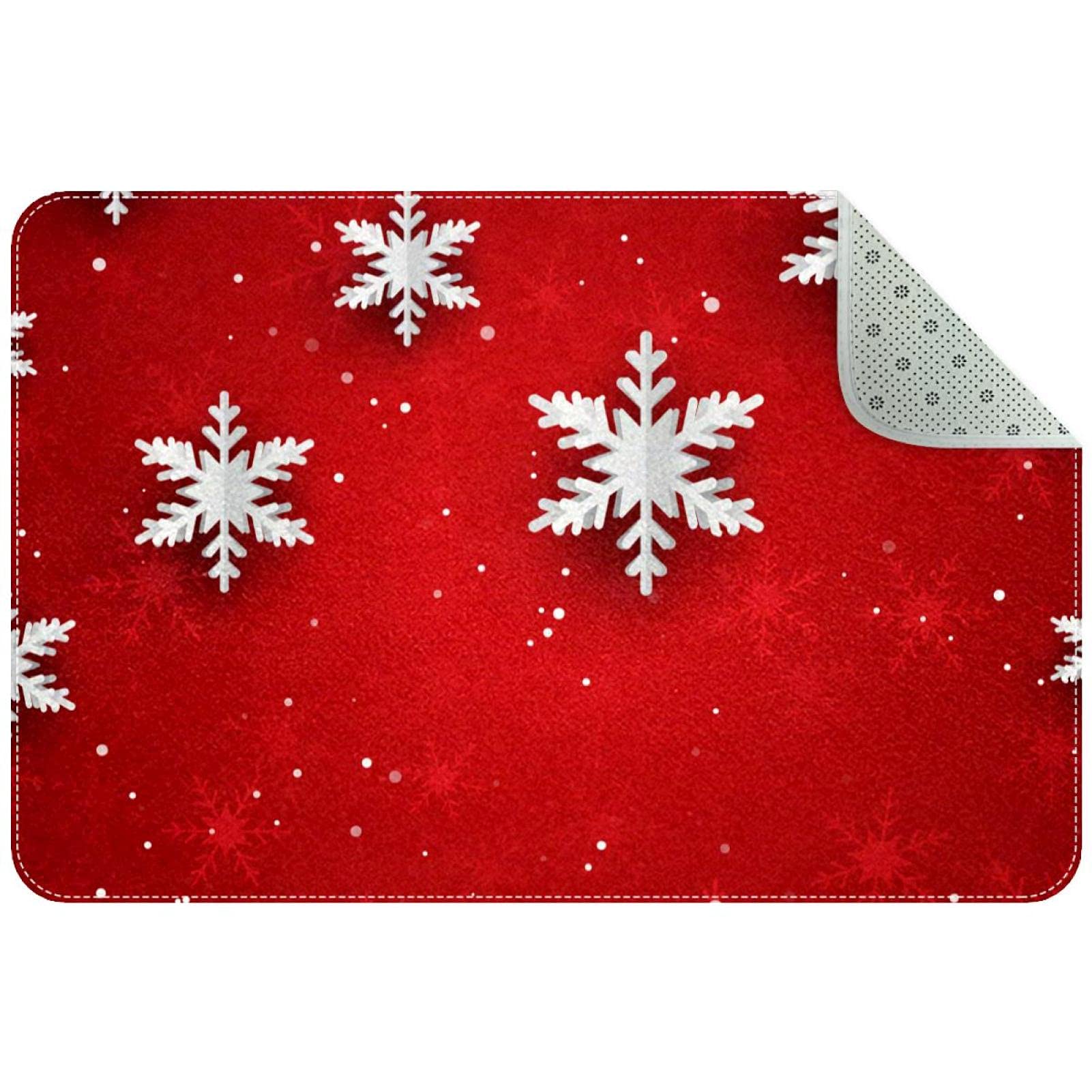 Paillasson de Noël flocon de neige tapis d'entrée antidérapant et durable pour couloir extérieur