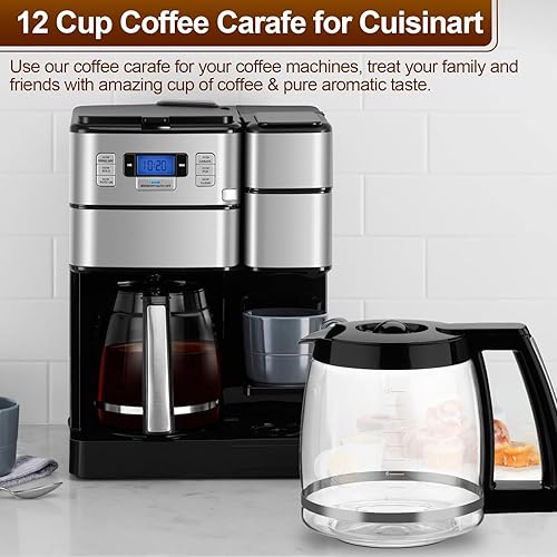 Miniatura 2 de Repuesto de jarra de vidrio de 12 tazas para cafetera Cuisinart, DCC-1200PRC Cafetera Cuisinart de repuesto DCC-1200, DGB500BK, DCC-1100BK,