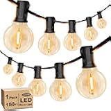 150FT LED Globe Outdoor String Lights, Dimmable Patio With 75+2 G40 Shatterproof Bulbs, Waterproof Outside Hanging, 2200K Commercial Backyard for Porch Bistro Party Balcony Garden