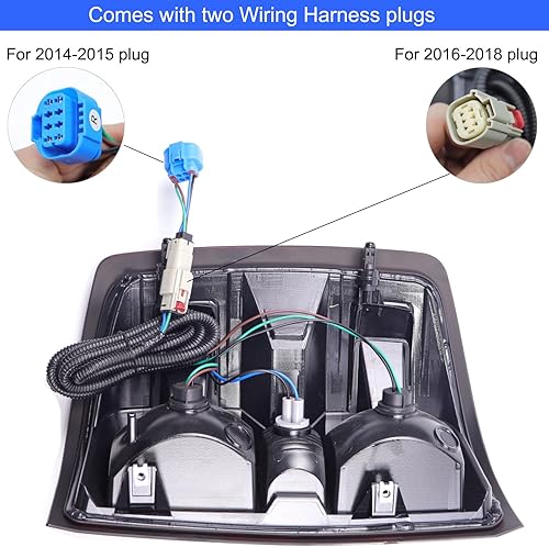 Miniatura 3 de MOCW Luz trasera estilo fábrica compatible con Chevrolet Silverado 1500 2500 HD 3500HD, GMC Sierra 3500 HD 2016-2018, bombillas de freno y arnés