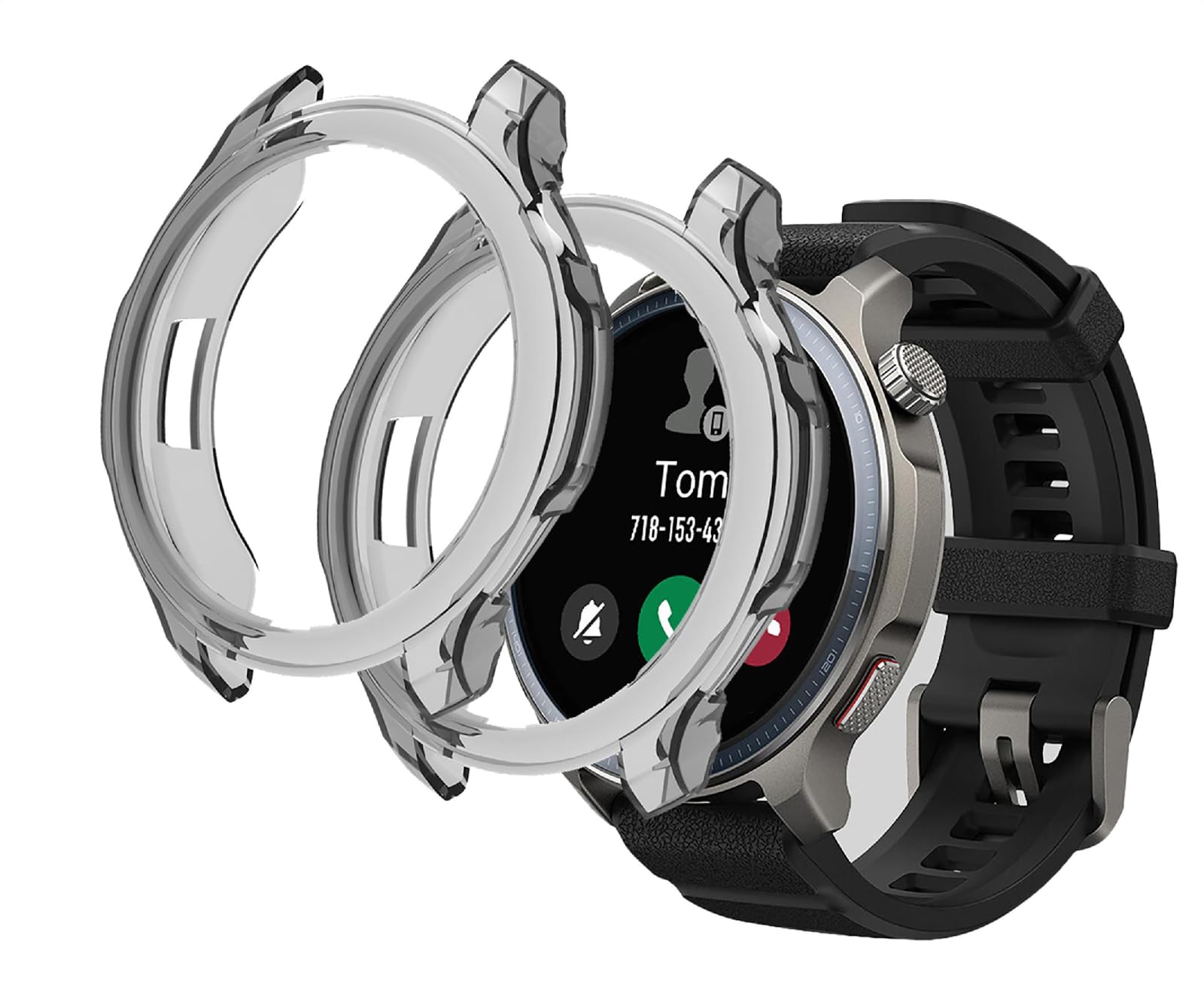 GIOPUEY Funda Compatible con Amazfit Balance 2, [2 Pack] TPU morbido Case, Resistente agli urti - Black+Black