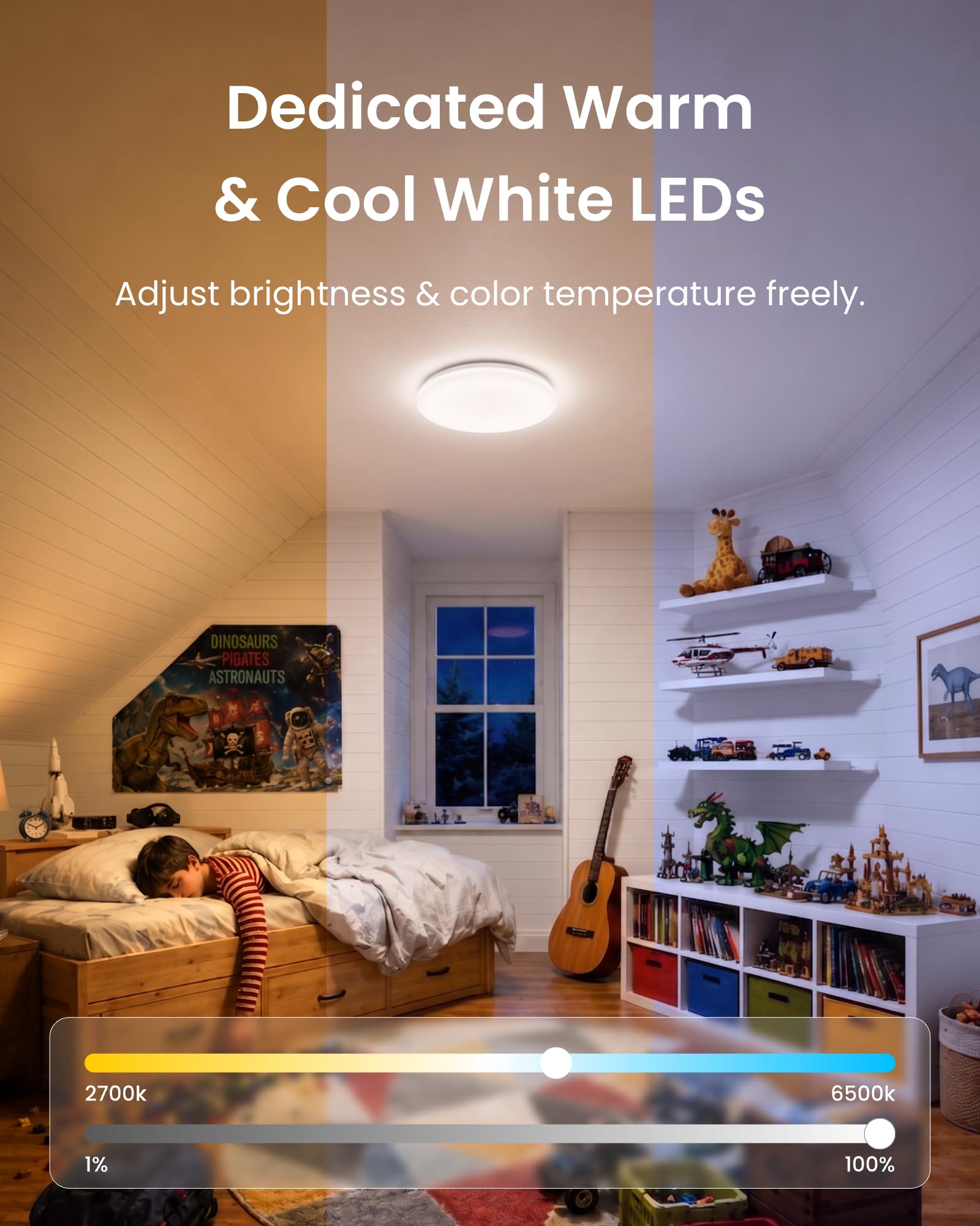 SwitchBot RGBICWW lampa sufitowa 30 cm, inteligentna lampa LED z certyfikatem Matter, 2000 lm, nie wymaga koncentratora, ściemniana 2700 K-6500 K, współpracuje z Apple Home & Alexa, CRI 90+, do