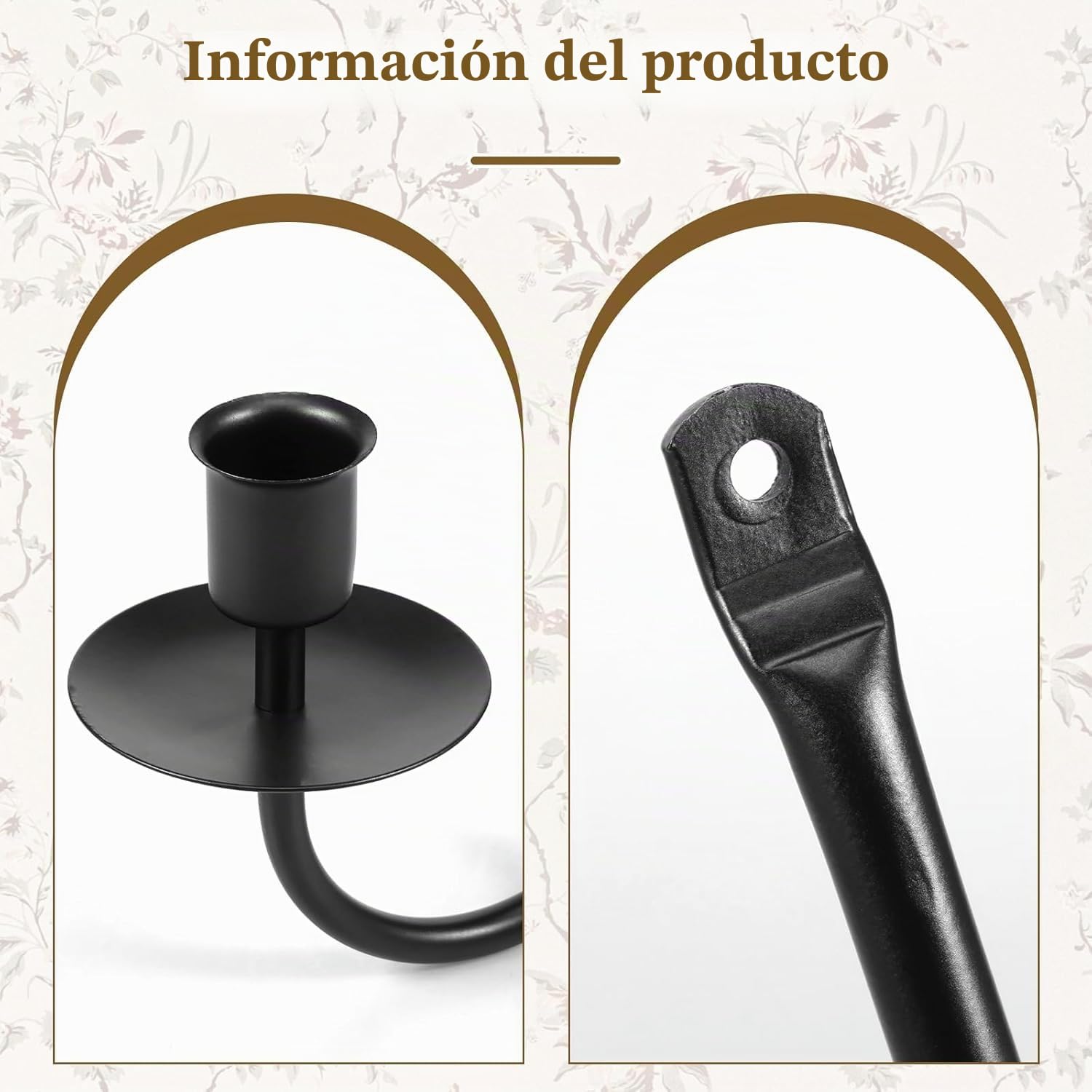 2 candelabros de hierro mental, candelabros de pared para colgar en la pared, en forma de L, 40 x 7 x 11 cm, portavelas de pared negro para dormitorio, comedor, sala de estar
