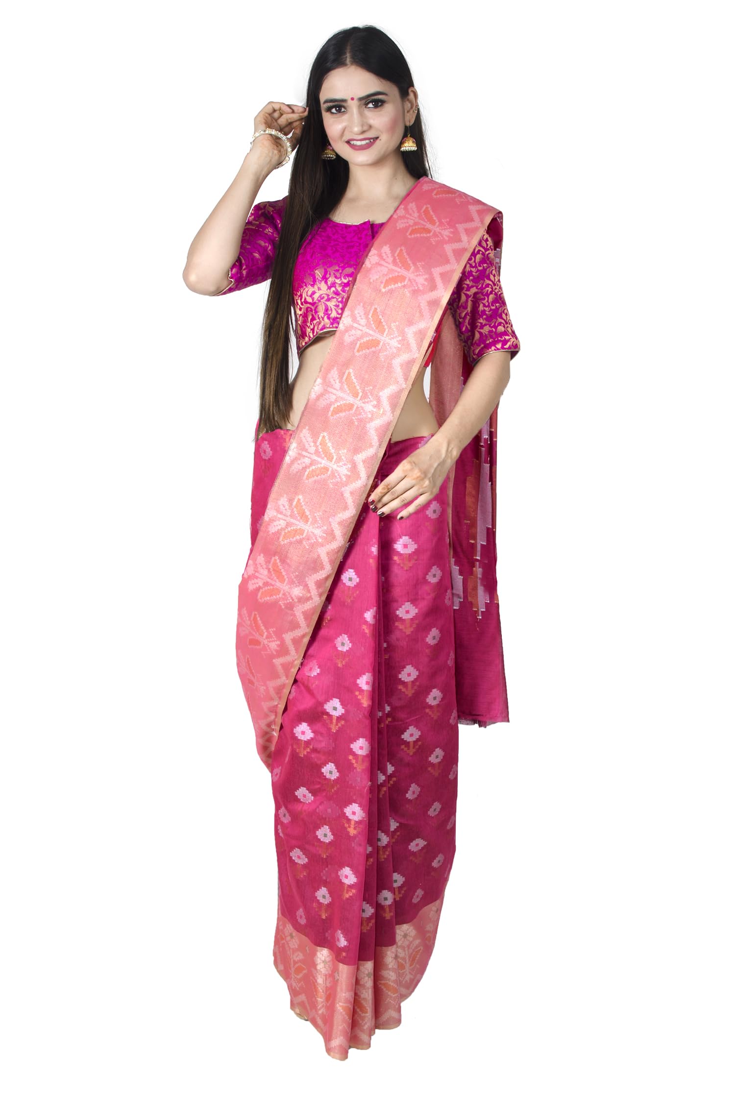 Chandrakala Banarasi Saree for Women with Unstitched Blouse Piece Indian Wear (1436-P)