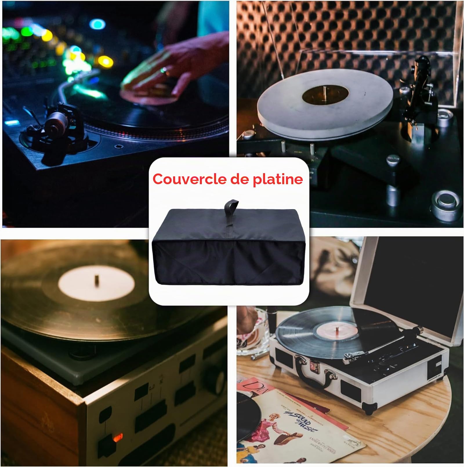Housse anti-poussière pour tourne-disque vinyle - Étanche et résistante aux rayures - Compatible avec Technics SL-Q300/SL-B250/SL-B260/SL-BD20/SL-BD27/SL-BD35/SLD-20/SL-PC11/SL1200/SL1210 Pioneer PLX