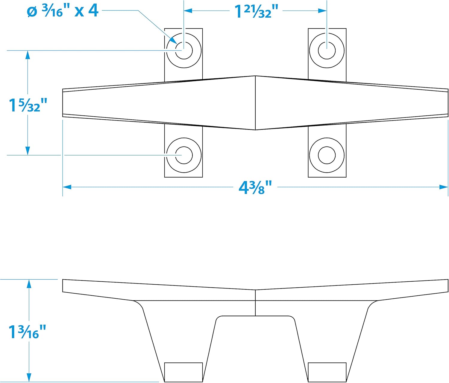 Seachoice 30561 Stainless Steel Hollow Base 4.5-Inch Boat Dock and Anchor Line Cleat : Boating Cleats And Chocks : Sports & Outdoors