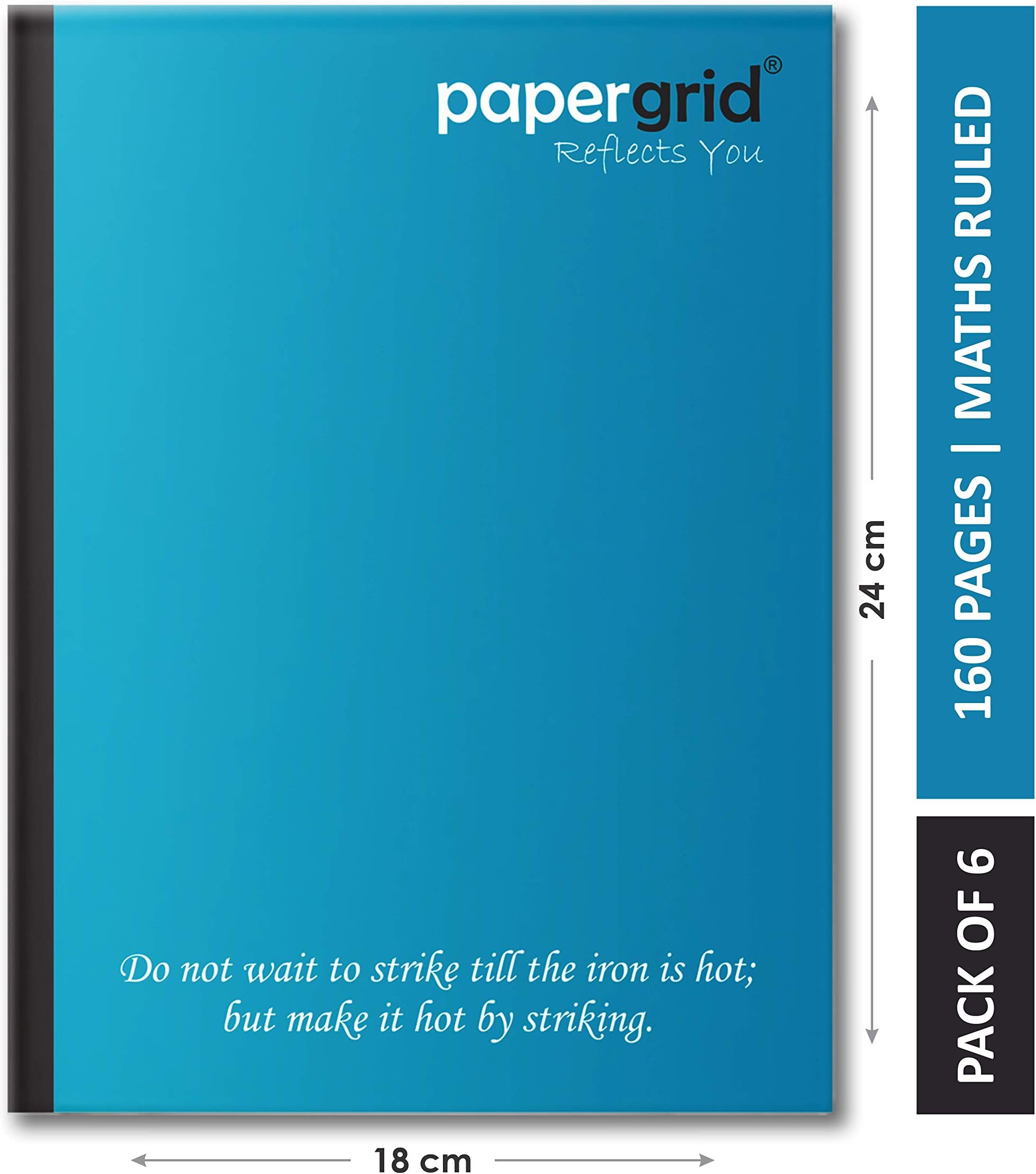 Maths Ruled Note Book Papergrid Notebook - King Size (24 cm x 18 cm), Maths Ruled, 160 Pages ...