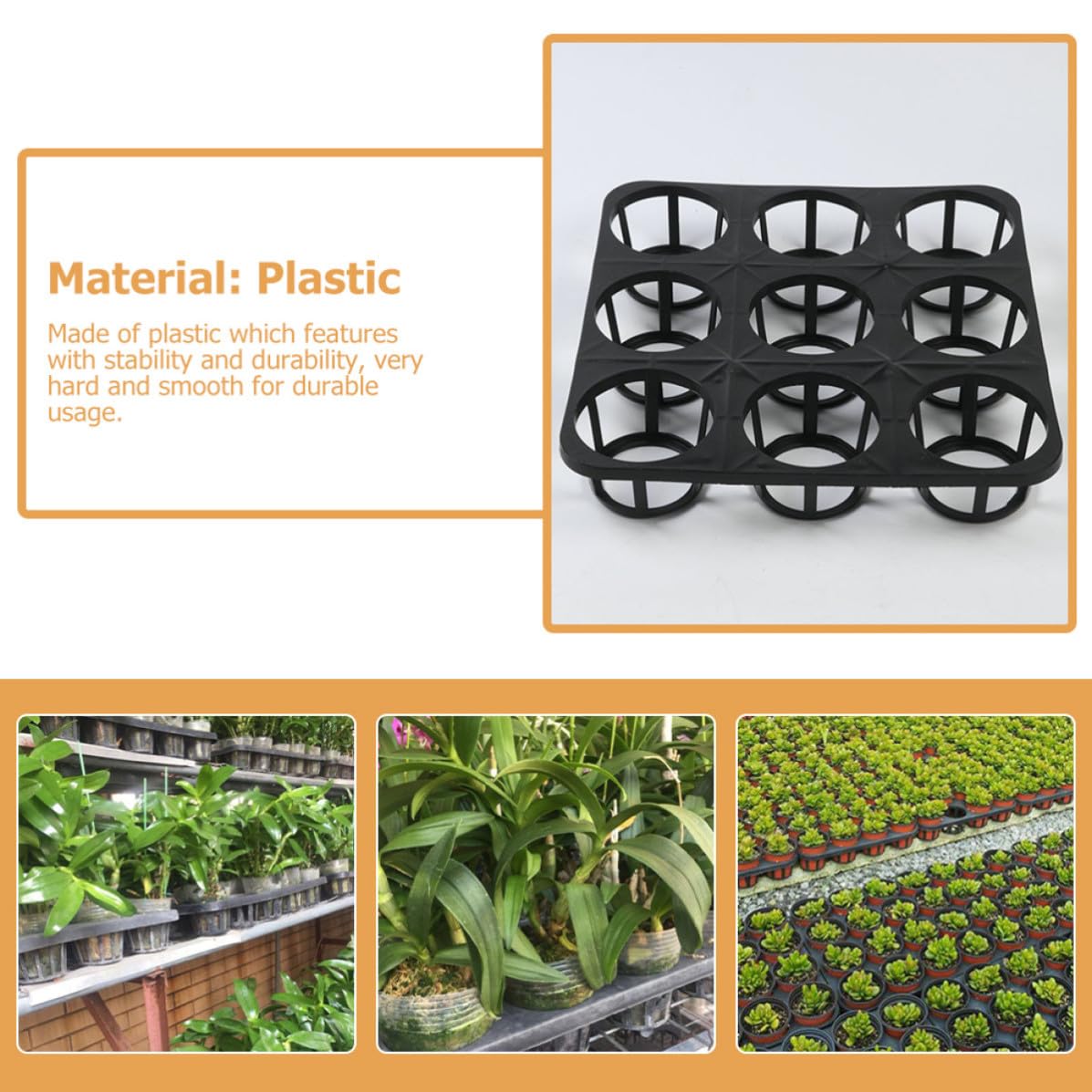 Homoyoyo Support pour Pot de Pépinière Noir en Plastique 5pcs Trous Ronds, Plateau de Germination pour Jardin et Culture en Extérieur