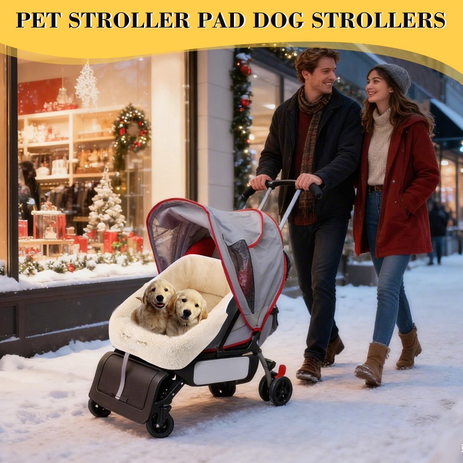 Generico Tappetino per cuscino per passeggino per animali domestici | Gatto invernale per cani, cuscino per passeggino, coperta da passeggio in morbido peluche, fodera riutilizzabile per fornitur