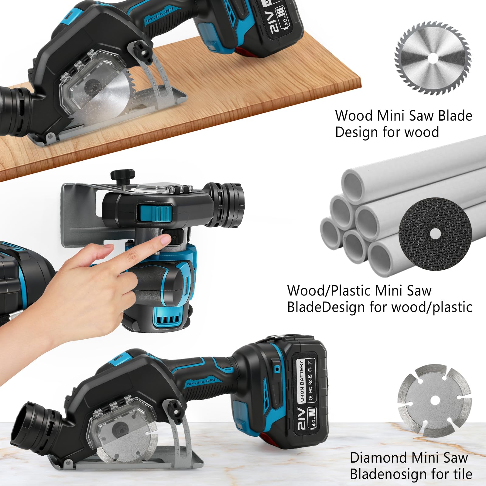 3 Zoll Akku Winkelschleifer kompatibel mit Makita 18V Akku (ohne Batterie) | 16800rpm, bürstenloser Mini-Winkelschleifer, mit Digitalanzeige, 2 Schleifscheiben, 2 Trennscheiben, Staubschutz, Handschuhe