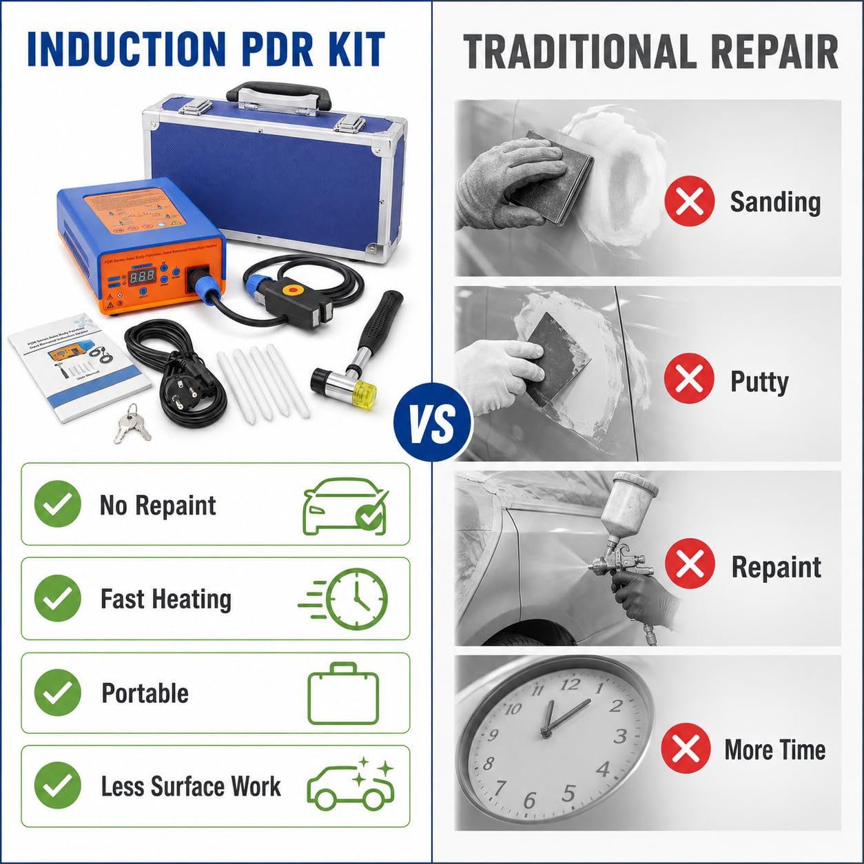 Dispositivo riscaldante a induzione da 1380 W, dispositivo di riparazione delle ammaccature per auto, PDR per riscaldamento a induzione, Hot Box, kit di riparazione per carrozzeria e
