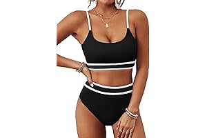 Women's High-Waisted Two-Piece Ribbed Bikini: Style and Confidence by the Beach