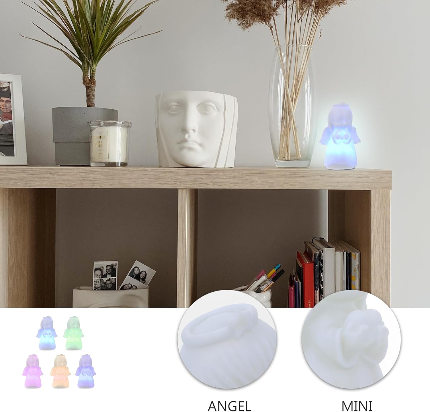 Operitacx Christmas Angel Light - USB Powered Multicolor Led Desk Lamp, Perfect for Holiday Decor, Kids Room, Bedroom, Nursery, Christmas Tree Decoration