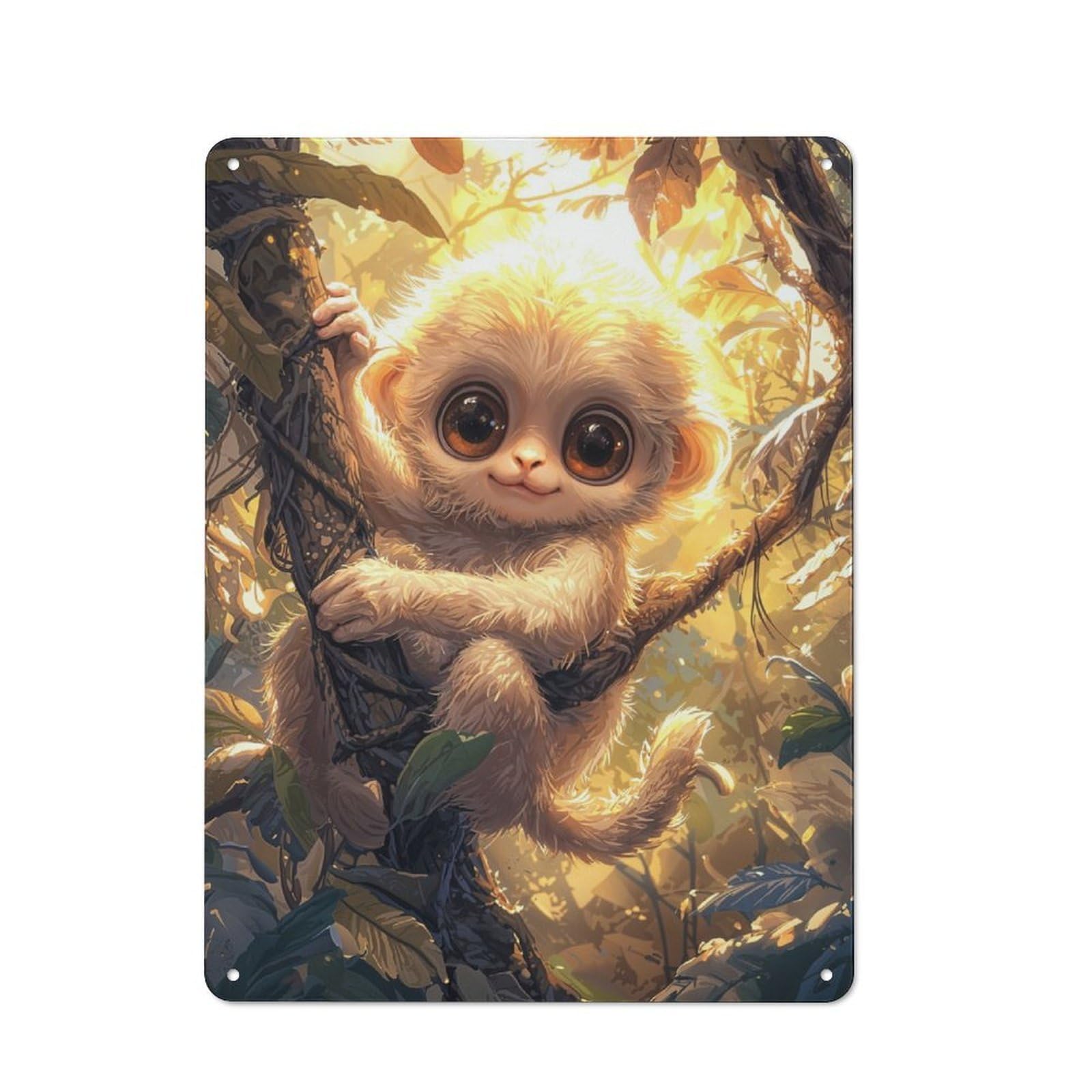 Junmoney Cute Monkey In Jungle Tin Wall Plaque 40X30cm With For Bar Or Restaurant, Housewarming Wall Decor For People Furnishing Bar And Restaurant