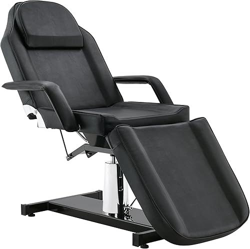 BarberPub Cama de masaje hidráulica Altura ajustable Tatuaje SPA Silla multifuncional Mesa facial Equipo de belleza para salón 2753 (negro)