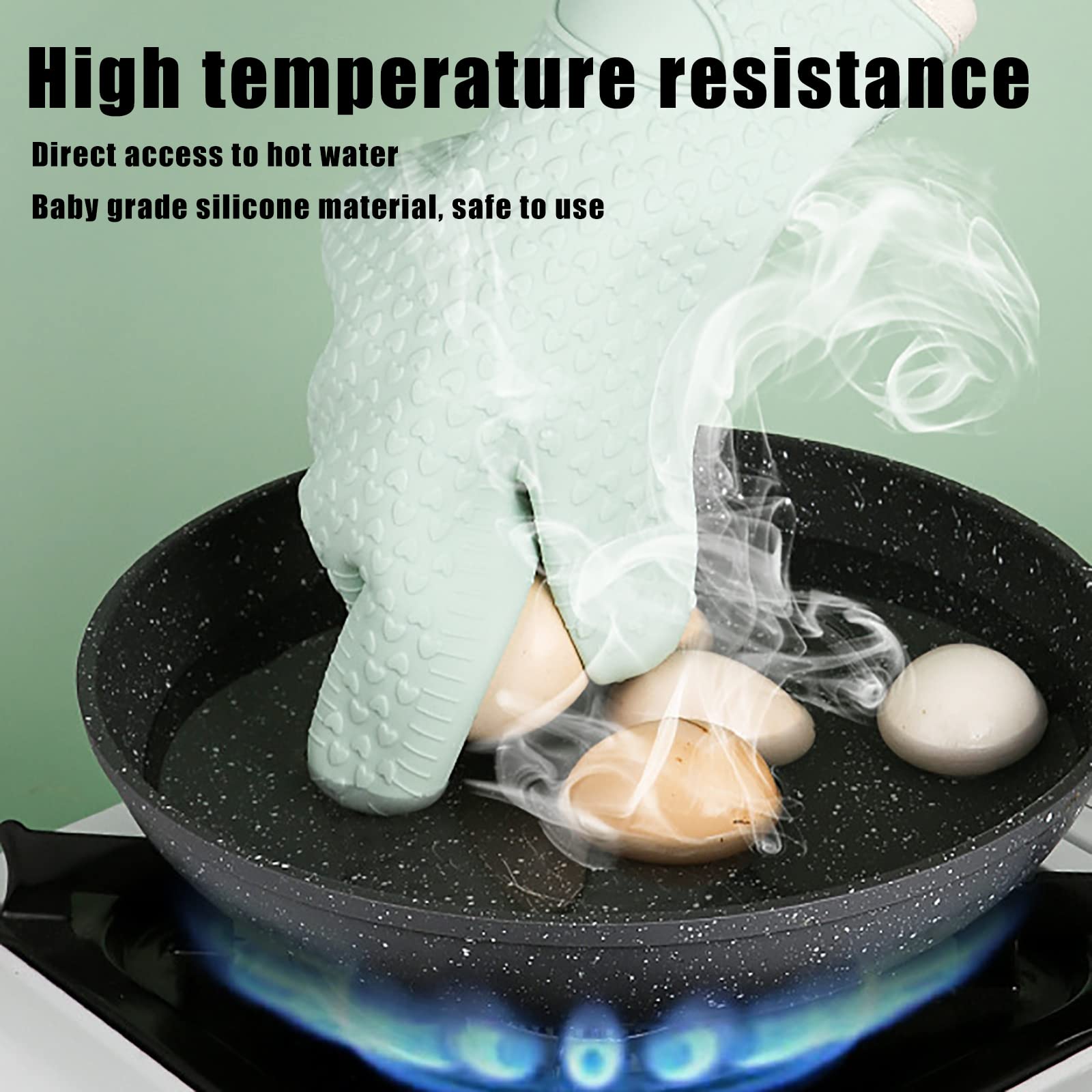 Guantes de horno de cocina, guantes de horno resistentes al calor, de doble capa, de silicona y algodón, guantes de barbacoa, guantes de parrilla, ideales para cocinar y asar, color amarillo