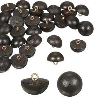 HARFINGTON 10pcs Wood Buttons 0.71" (18mm) Mushroom Type Domed Round Sewing Wooden Button Craft Sewing Accessories with Shank for Cheongsam Shirt Wedding Dresses, Dark Brown