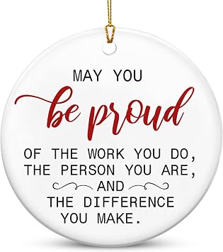 OASSIE Christmas Employee Appreciation Gifts - Christmas Ornaments 2026 | Coworker Gifts, Thank You Gift, Christmas Decor, Ceramic Ornament, Double-Sided Print, 2 Ribbons Included