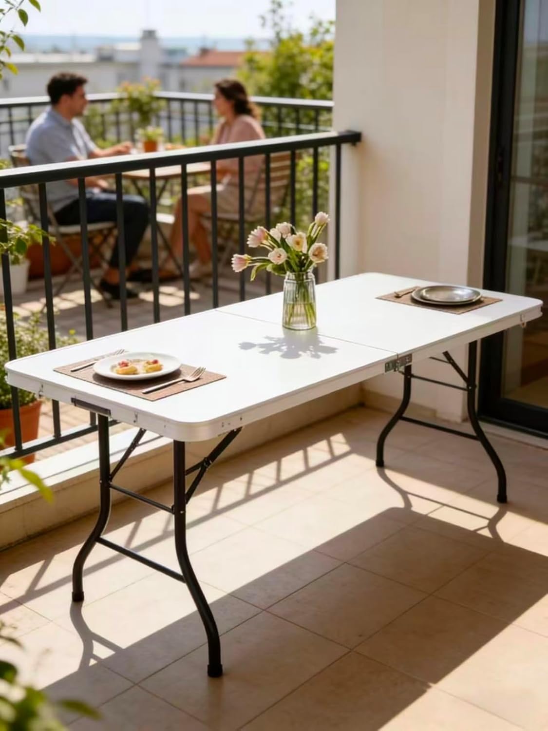 6FT Folding Tables Heavy Duty Folding Table, Multi-Functional Fold Up Table for Outdoor Camping Picnic Parties, Indoor Events White Training Table with 330lbs Static Weight Capacity