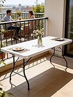 Vista 2 de Mesas plegables de 6 pies, mesa plegable resistente, mesa plegable multifuncional para acampar al aire libre, picnic, fiestas, eventos interiores