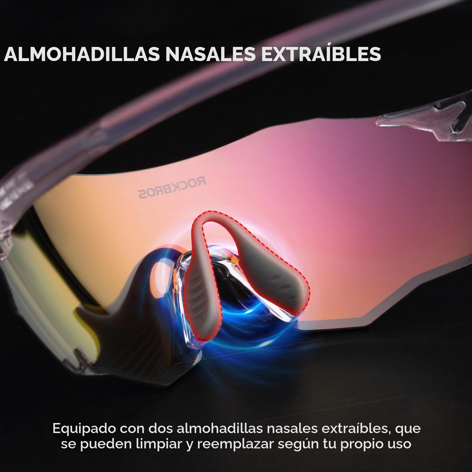 ROCKBROS Gafas de Ciclismo Fotocromáticas Sin Marco Gafas de Sol Deportivas con TR90 Hombre Mujer UV400 para Running MTB y Deportes