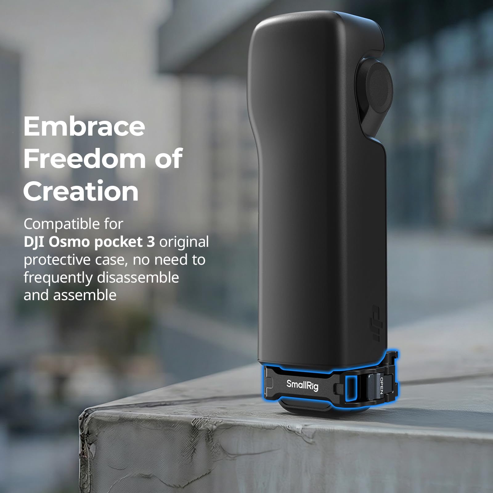 SMALLRIG Klatka rozszerzeń do DJI Osmo Pocket 3, odwracalny adapter montażowy z gwintem 1/4"-20, stopką typu „zimna stopka” i mocowaniem z 2 bolcami, konstrukcja zapewniająca pełny dostęp - 5607