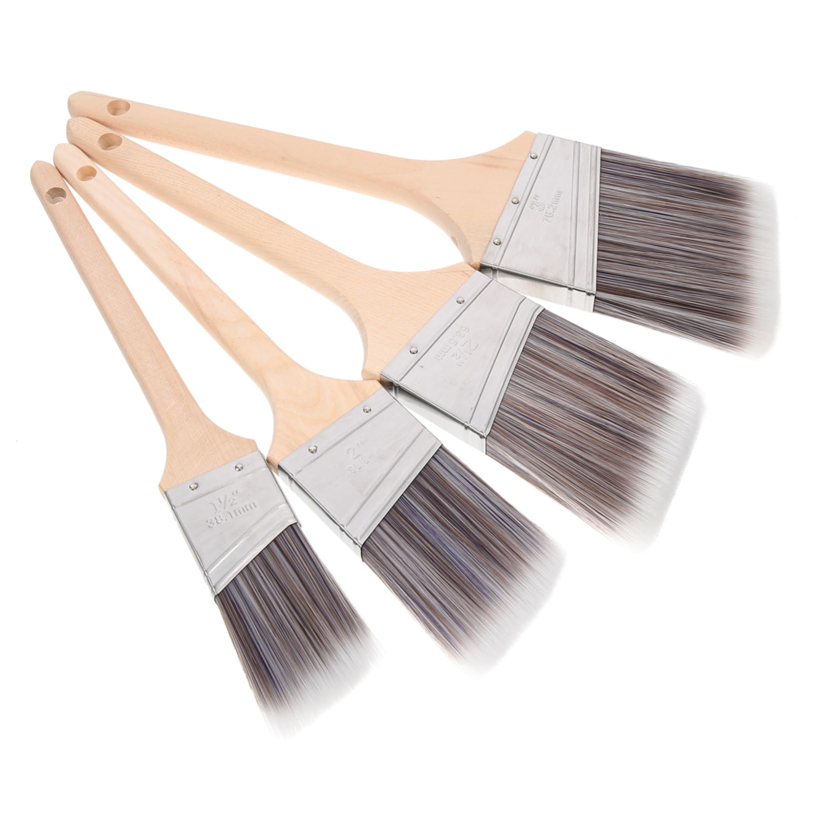 HOMSFOU 4 Stück Pinselset für Farbe mit Holzgriff und Chemischer Faser Praktische Malerbürsten für Ölmalerei und Präzises Streichen im Innen und Außenbereich