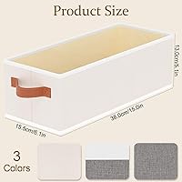 Vista 5 de Contenedor de almacenamiento, cesta plegable de lino para ropa, contenedor de almacenamiento con asas dobles para dormitorio, beige, 15 x 6 x 5