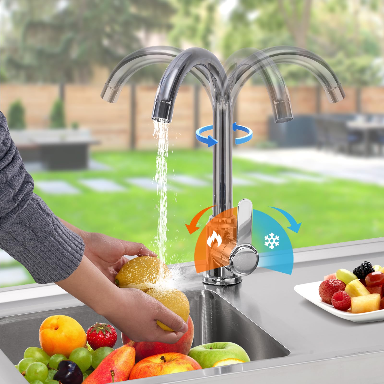 Garvee Évier Utilitaire Autoportant en Acier Inoxydable 30 Pouces, Mitigeur Chaud/Froid avec Plan de Travail Intégré et Étagère de Rangement, Évier Utilitaire Cuisine Garage Restaurant